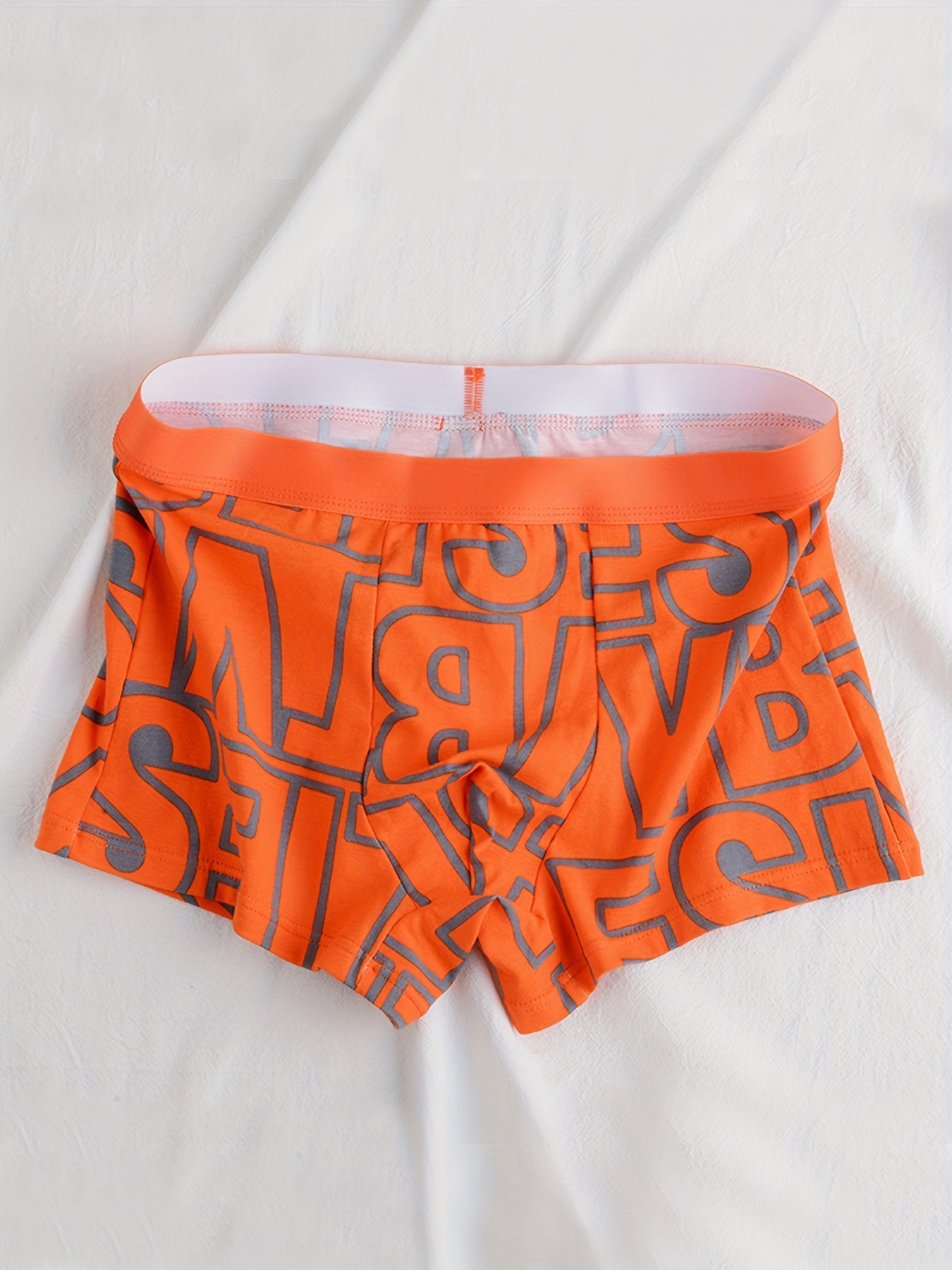 Men's Cotton Boxer Briefs with Geometric Pattern Medium Stretch Knit Casual Shorts Set of 3