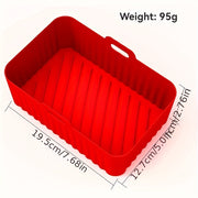 5 ta kvadrat silikon qopqoq to'plami havo fritöz uchun, yopishqoq emas, tozalash oson, oziq-ovqat xavfsiz, qayta ishlatiladigan va havo fritöz uchun egiluvchan savat ichki qism bilan.