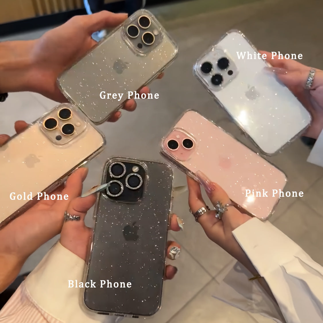 Clear Shockproof Sequin Phone Case for iPhone Models with Lens Protection