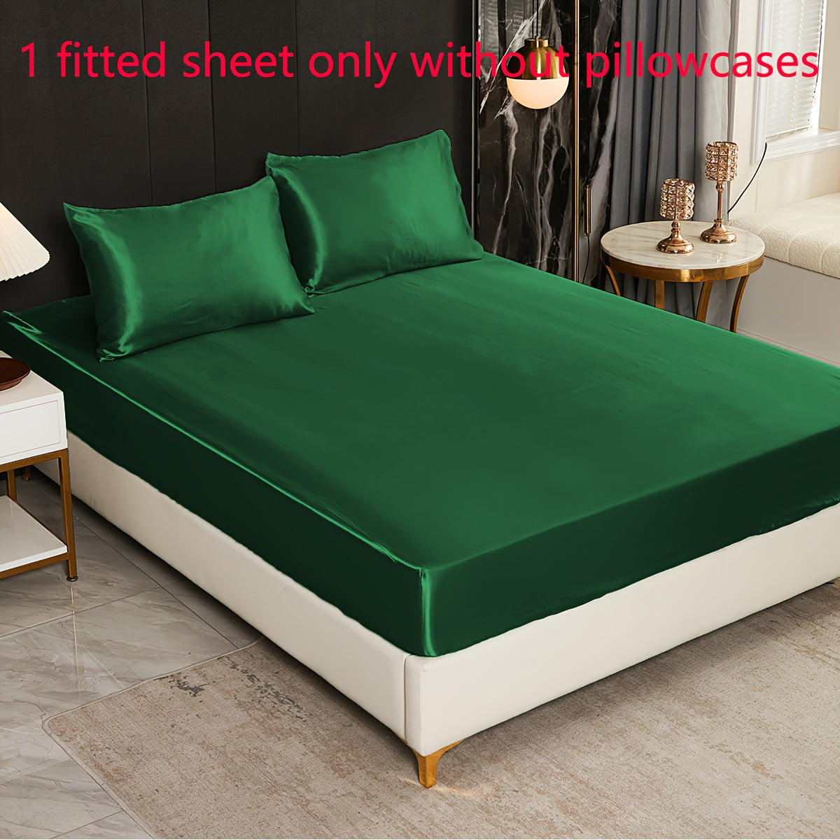 Satin Fitted Sheet Queen Size Soft Bedding for Bedroom Guest Room Hotel