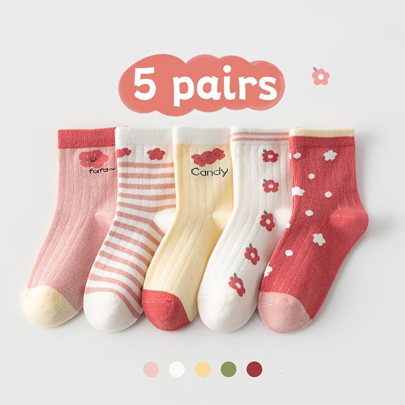 Children's Heart Pattern Socks Knit Cotton Breathable Comfortable for Kids