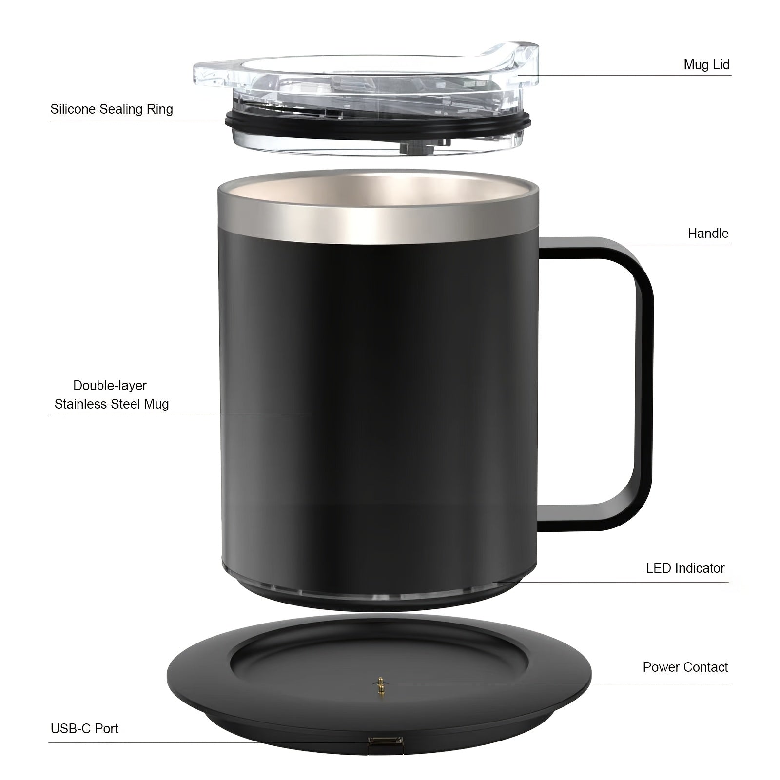 Electric Coffee Mug Warmer Set with Heating Base and Lid for Desk