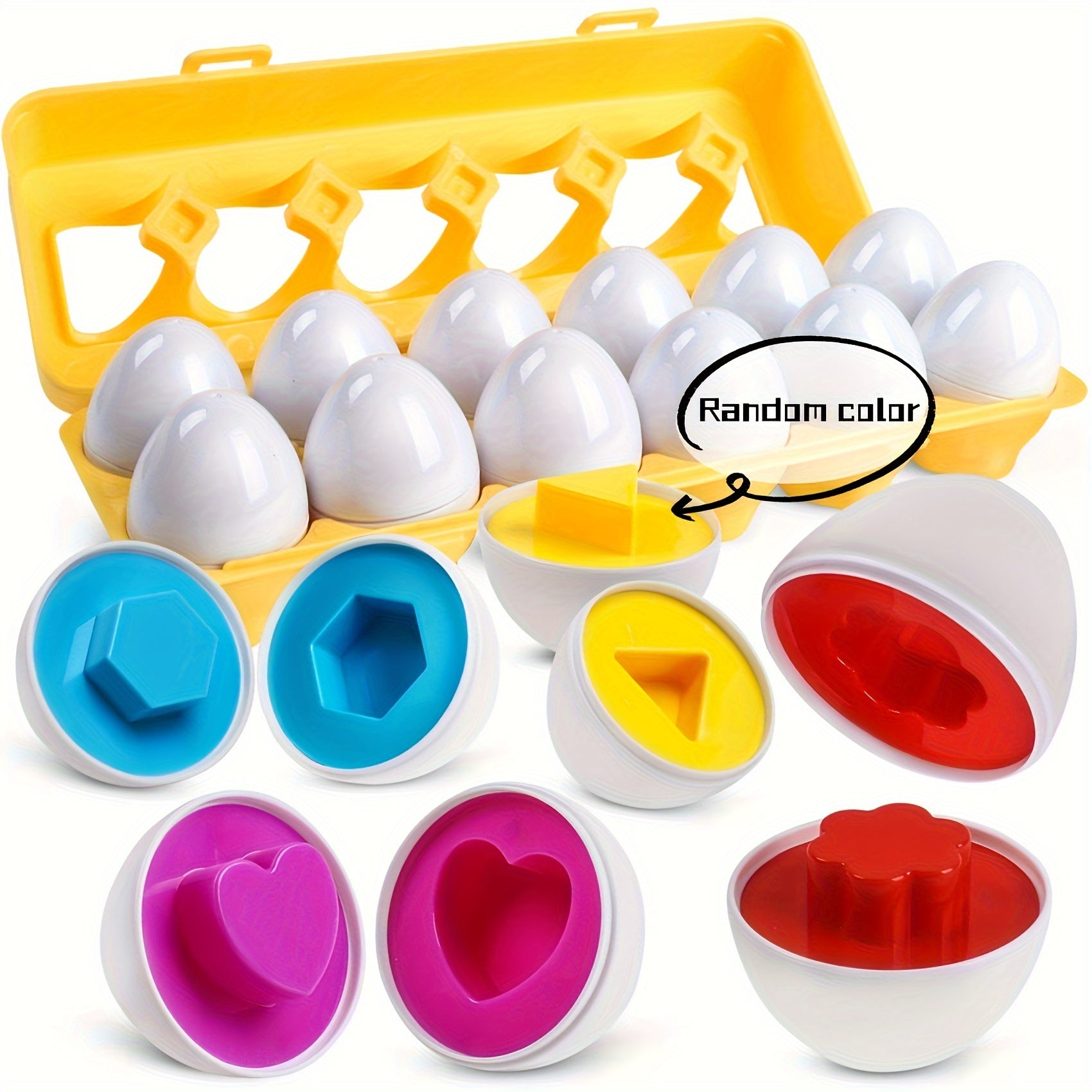 Educational Easter Egg Toy Set for Toddlers 12 Colorful Matching Eggs Shape Recognition Sorting