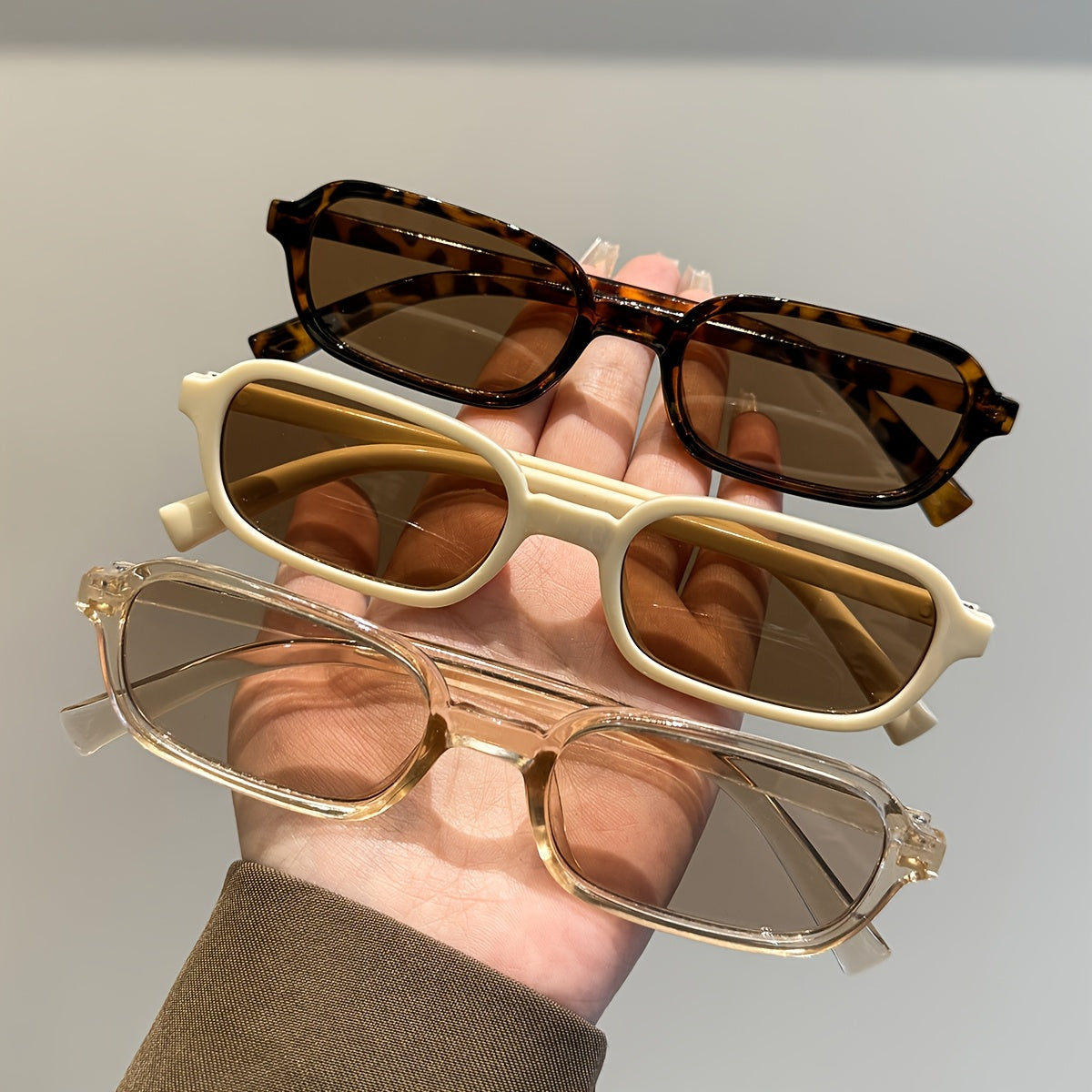 3 пары модных квадратных очков для уличного стиля, трансграничных вечеринок, поликарбонат