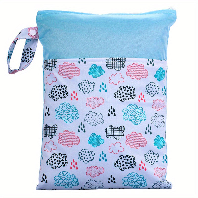 Reusable Waterproof Wet Bag with Double Pockets Cloth Handle 24.99x35cm