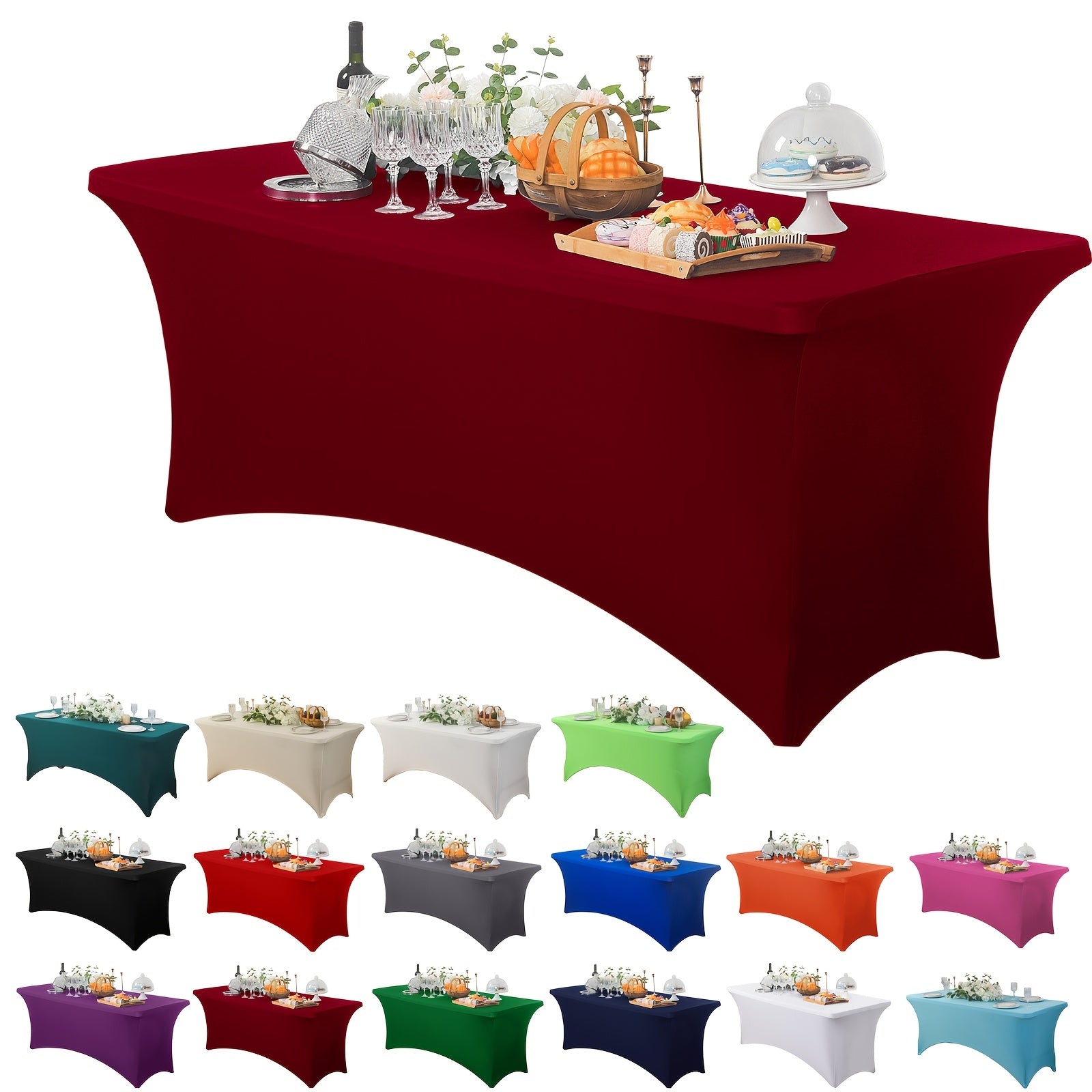 Stretch Spandex Tablecloth for Weddings Parties and Events Durable Polyester Blend Mixed Color