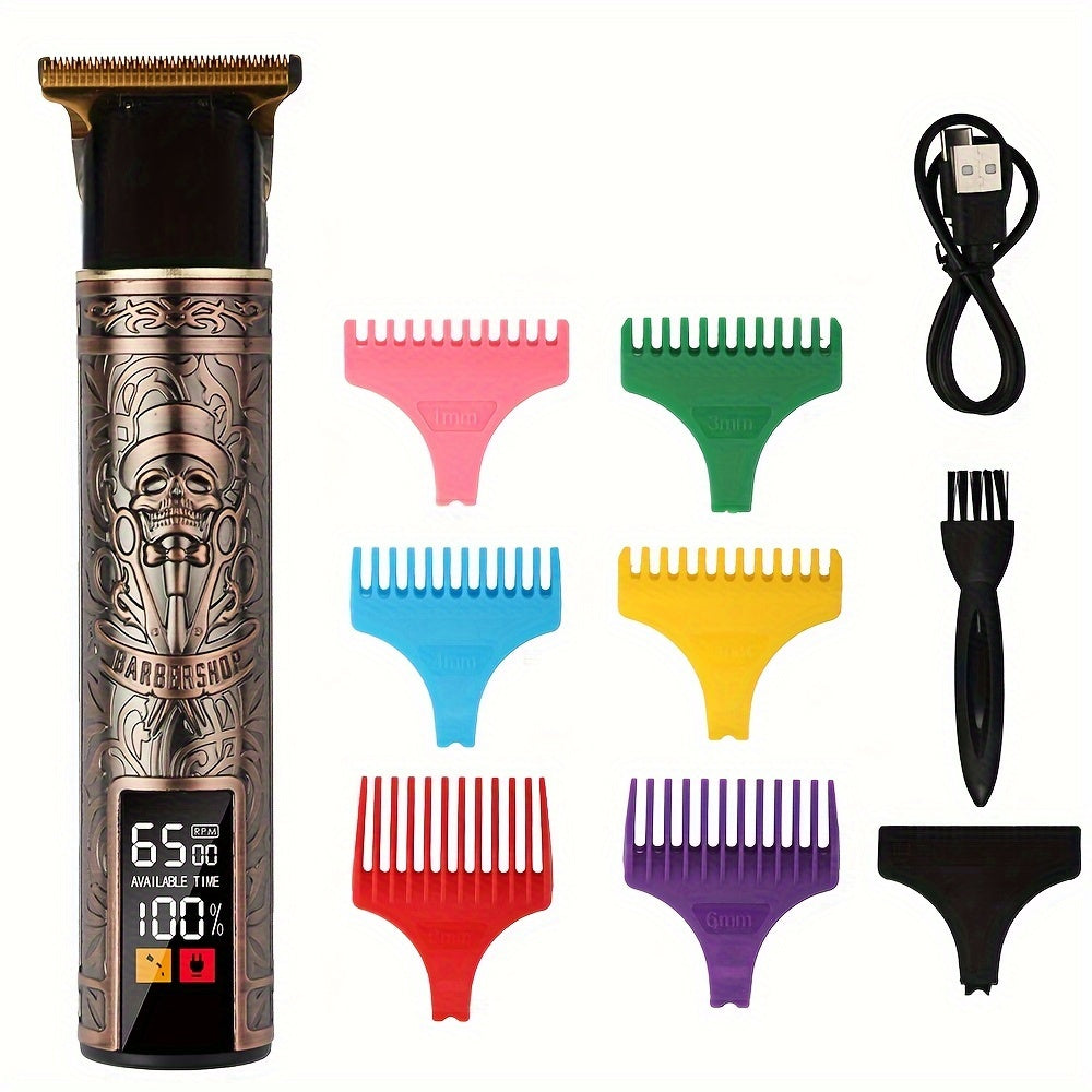 Zaryadlanadigan T-shaklidagi pichoq soch kesgichlari, USB zaryadlash, uyda ishlatiladigan simsiz trimmer.