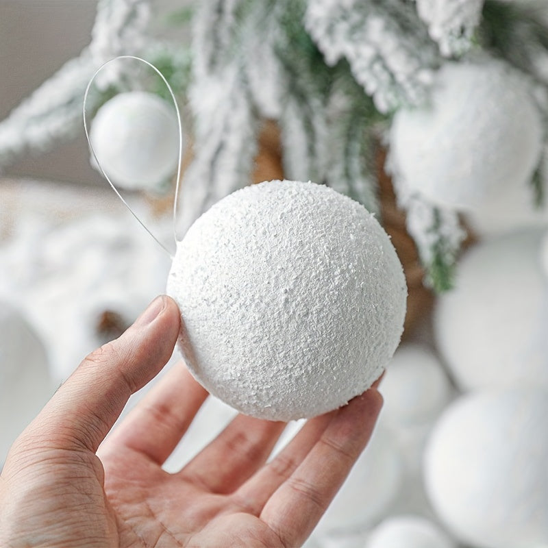 Juego de bolas de espuma blancas de 4cm, 6cm y 8cm para decoraciones de árbol de Navidad