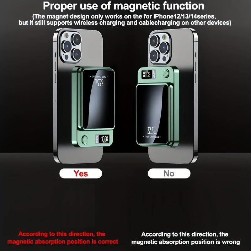 Power Bank 10000mAh 22.5W Fast Charging Wireless Magnetic for iPhone and Android Devices