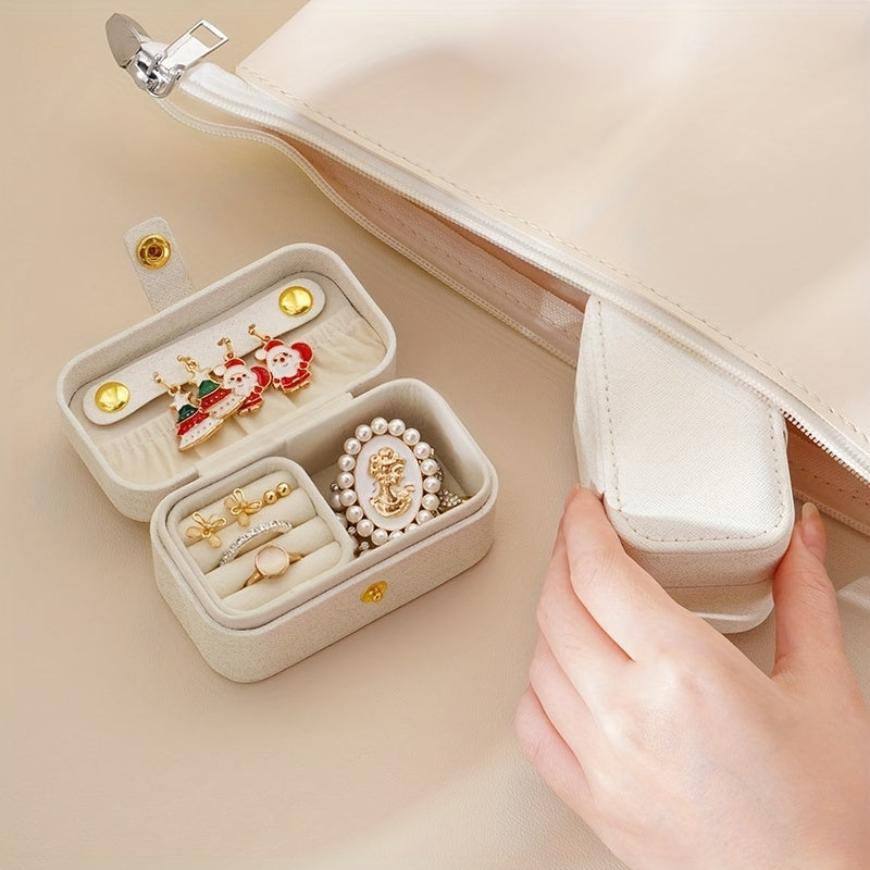 Розовая кожзаменитель из искусственной кожи для украшений с отделениями-органайзерами для путешествий и хранения