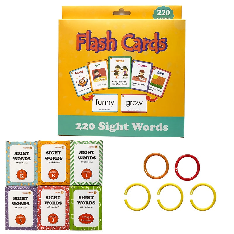 Educational Flashcards for Kids 220 High-Frequency English Sight Words Reading Material
