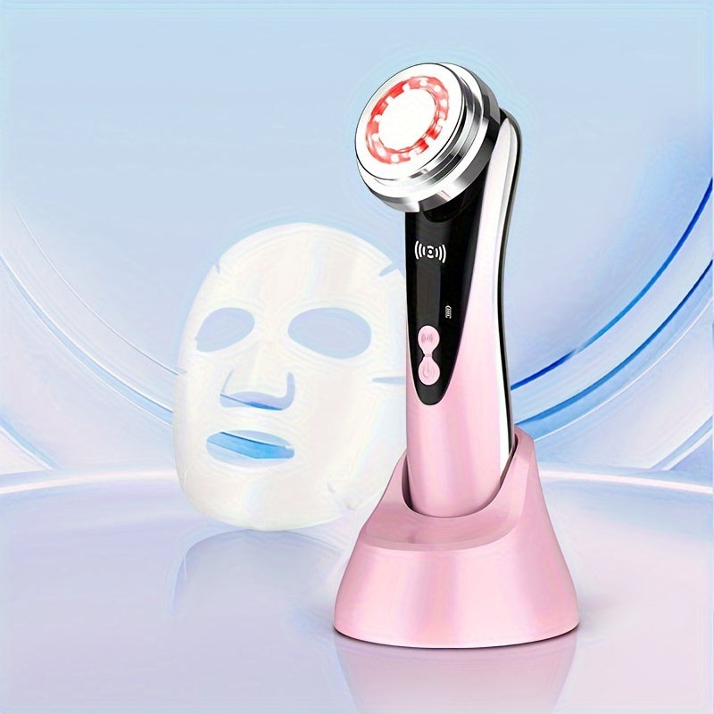 Portable Black Facial and Neck Massager with Heating and USB Charging