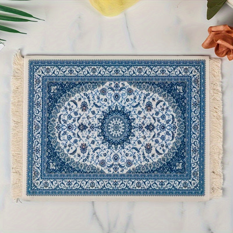 Alfombrilla de ratón de silicona trenzada mini persa estilo retro para oficina y decoración de escritorio