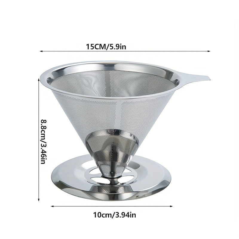 Uy va tijorat uchun konus shaklidagi zanglamaydigan po'latdan yasalgan qahva filtr va stend