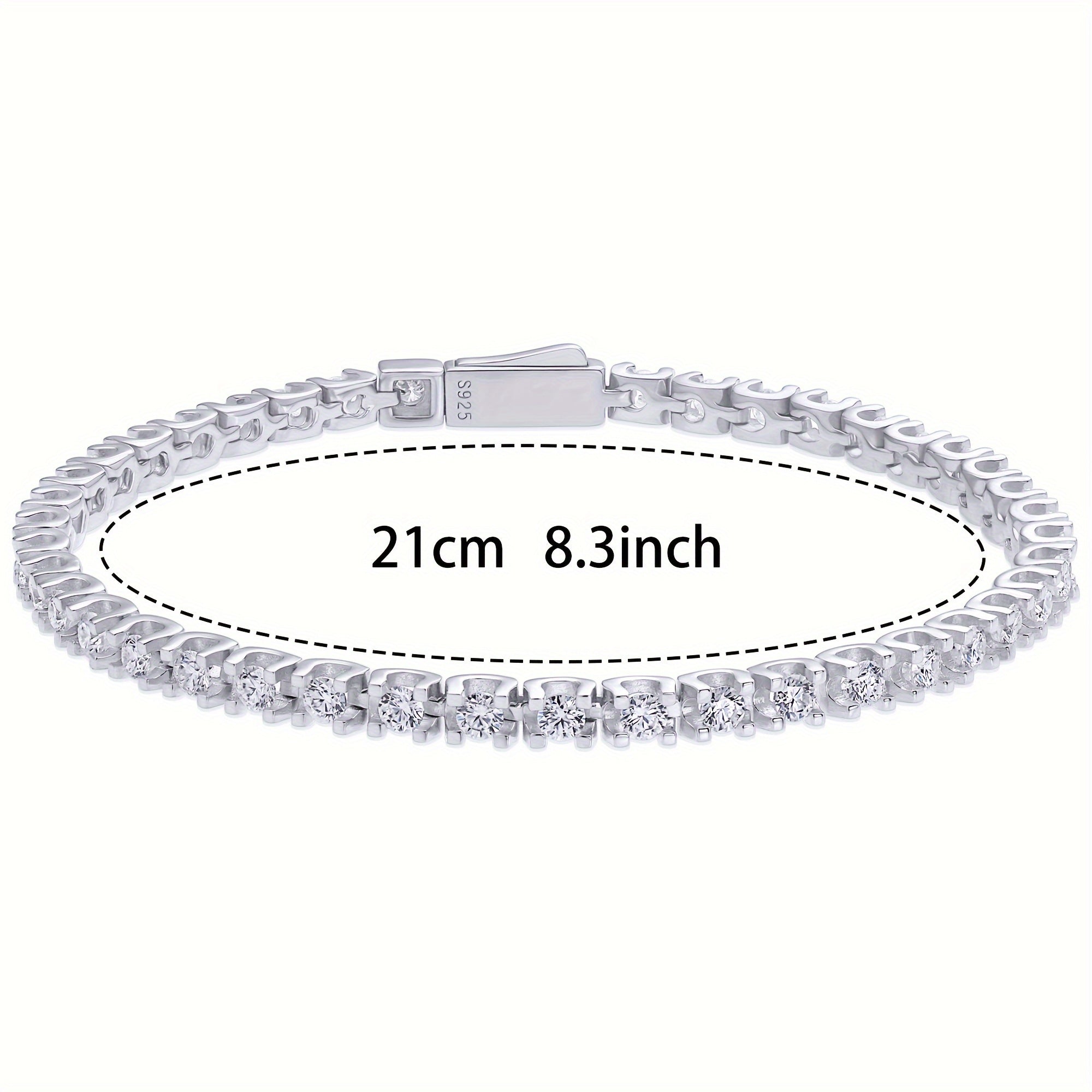 Изысканный браслет-теннис из 925-й стерлинговой серебра с моиссанитом - 2,5 мм сверкающий в стиле бриллианта, идеальный подарок для женщин в элегантной подарочной коробке, отлично подходит для Дня святого Валентина и дней рождения.