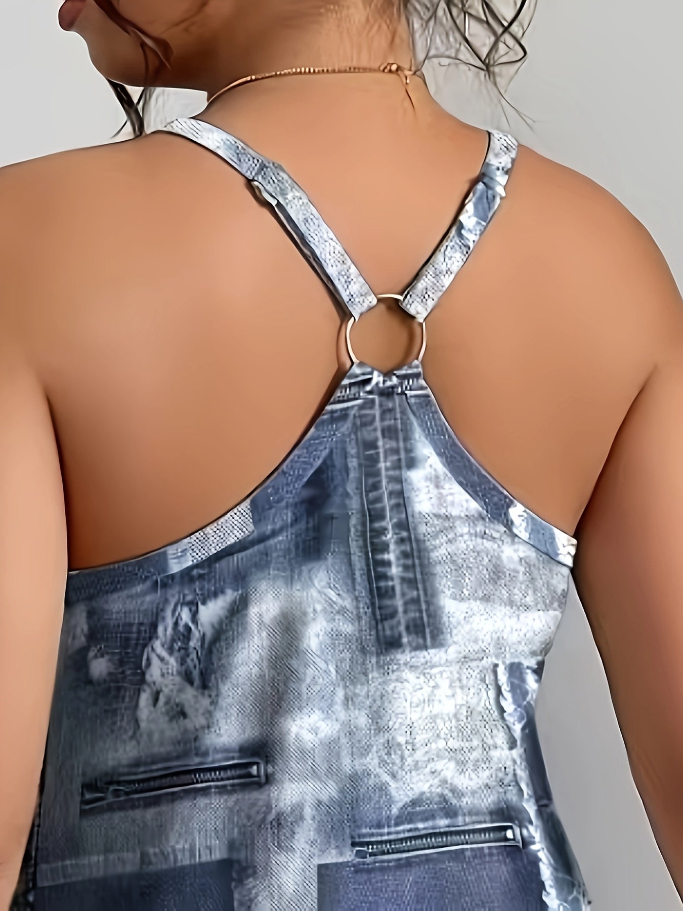 Women's Geometric Print Sleeveless Top V-Neck Casual Summer Dress