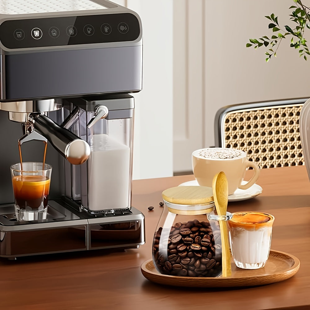 Tarro de vidrio para té con tapa de madera y cuchara, 350 ml, almacenamiento para hojas de té sueltas