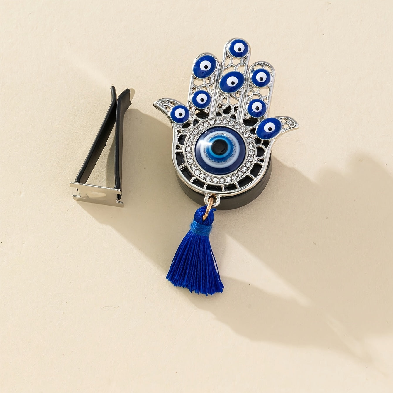 Car Air Freshener Vent Clip Hamsa Hand Emblem Tassel No Fragrance Stylish Auto Accessory