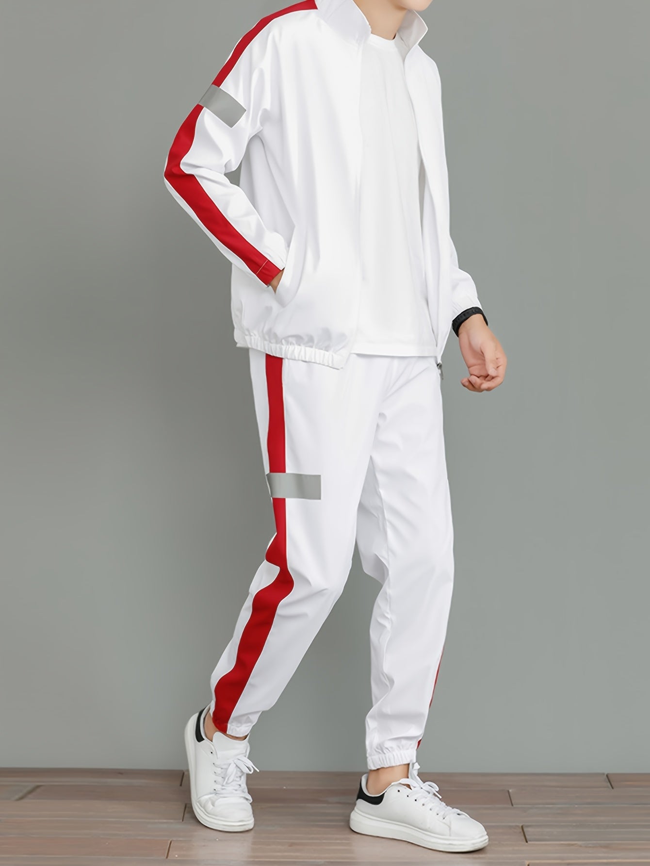 Conjunto de ropa deportiva casual de poliéster de dos piezas para hombre para primavera y otoño