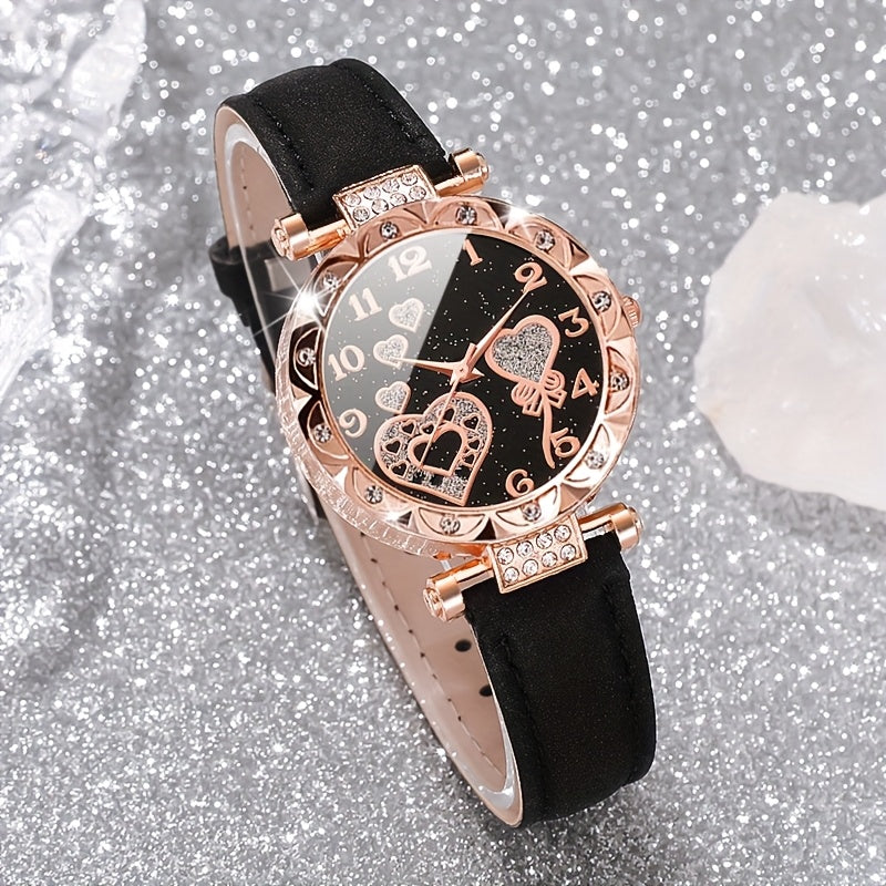 Women's Quartz Watch Set with 3 Watches and Bracelets Stylish Elegant Jewelry