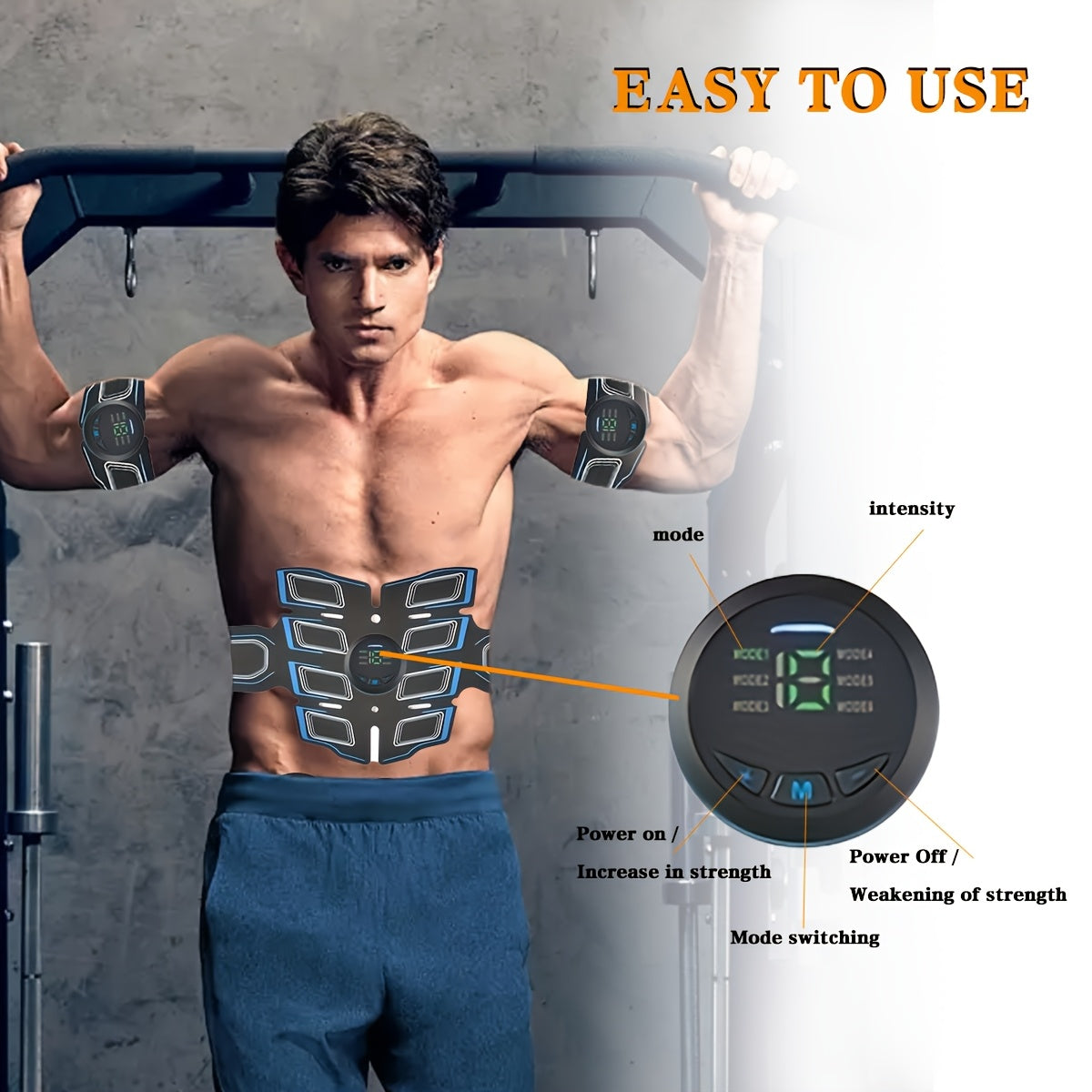EMS Muscle Stimulator with 6 Modes 18 Levels USB Rechargeable for Waist Back Legs Arms