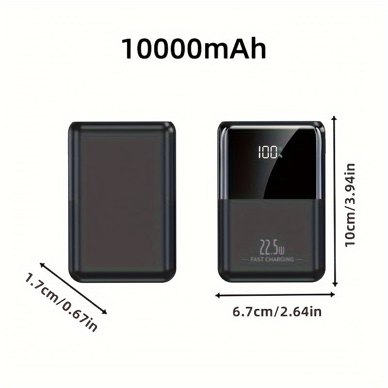 Portable Power Bank 10000mAh Fast Charging Dual Type-C PD Compact Battery Pack