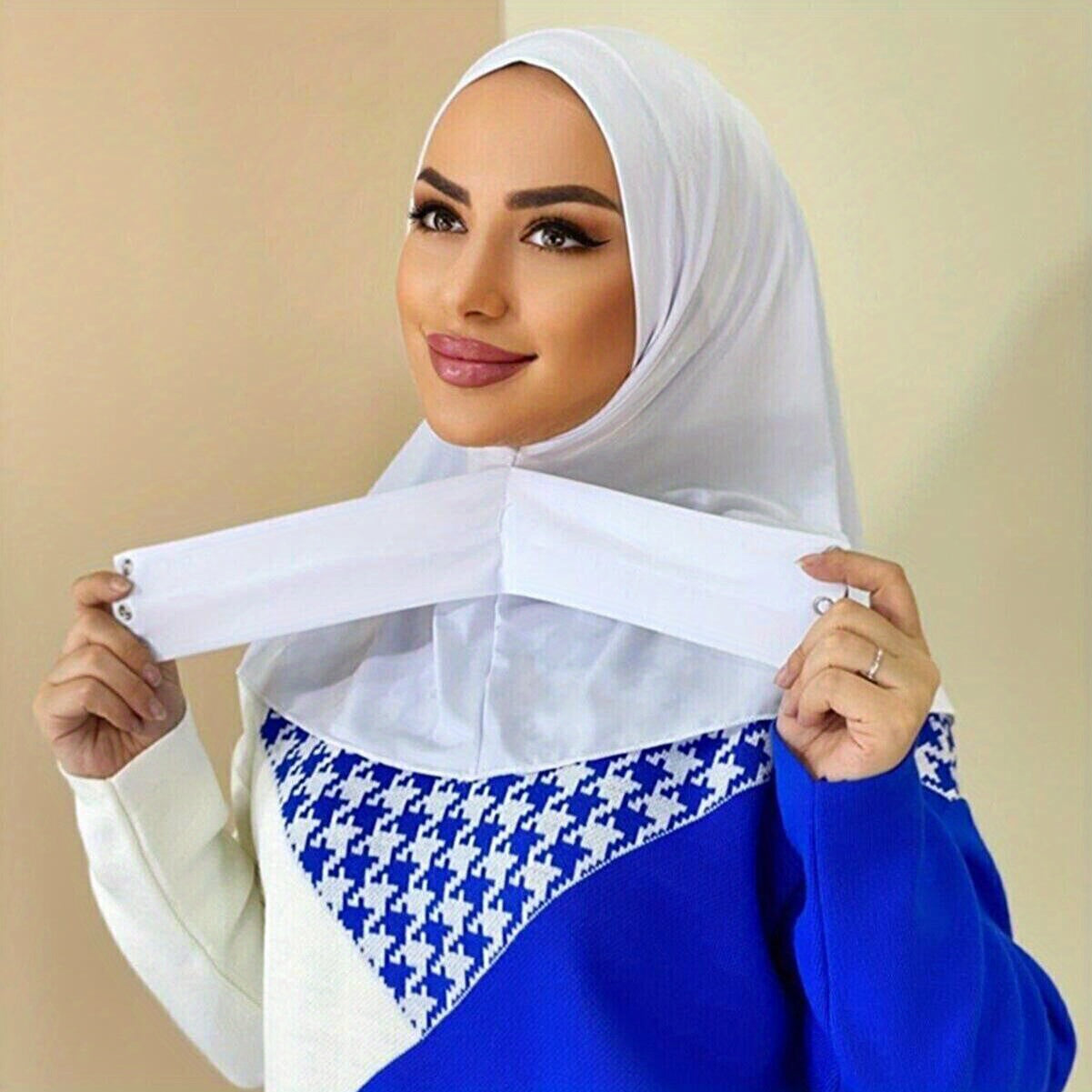 Solid Color Hijab for Women with Elastic Back and Snap Closure