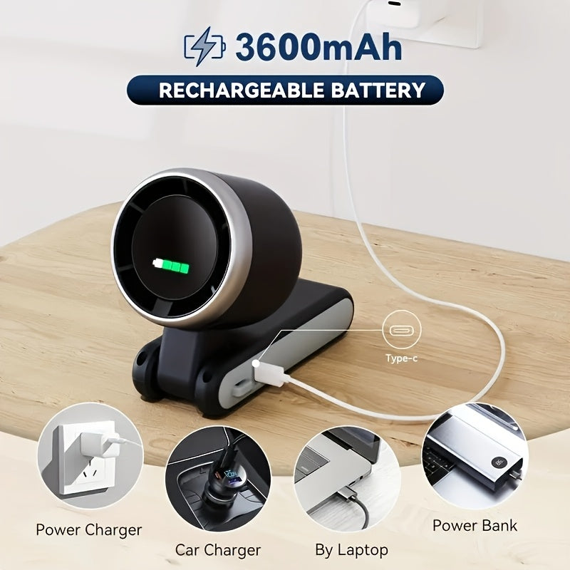 Mini Handheld Fan with 5-Speed Control Digital Display USB Rechargeable for Travel Camping Outdoor Black Gray