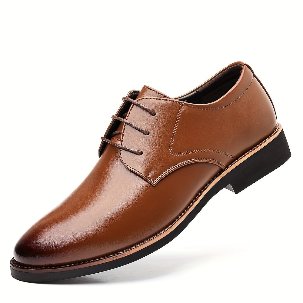 Men's Casual Leather Lace-Up Shoes for Business and Walking Durable Soft Soles