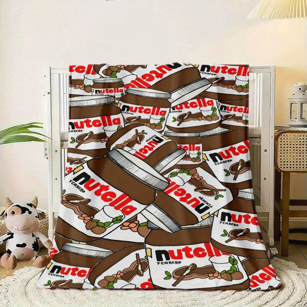 Nutella Print Flannel Blanket All-Season Hypoallergenic Lightweight Quilted Sofa Bed Travel