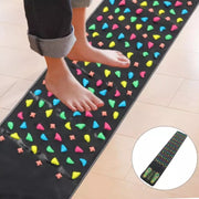 Refleksologiya terapiya pad bilan akupressura oyoq massaji mat, faux terida bosimni kamaytirish va oyoq parvarishi va dam olish uchun akupunktura nuqtalari xaritasi bilan.