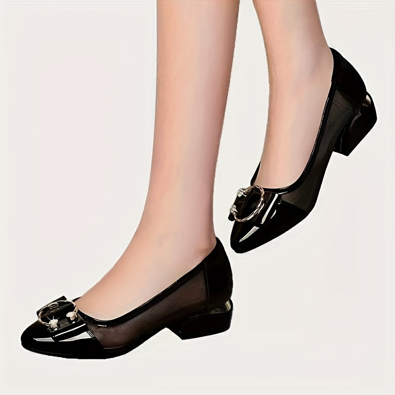 Women's Spring and Autumn Mesh Hollow Thick Heel Shoes