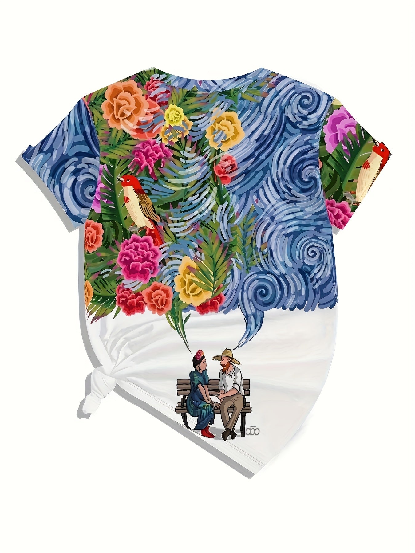 Plus Size Women's Cotton Floral Graphic T-Shirt Short Sleeve All-Season Comfort