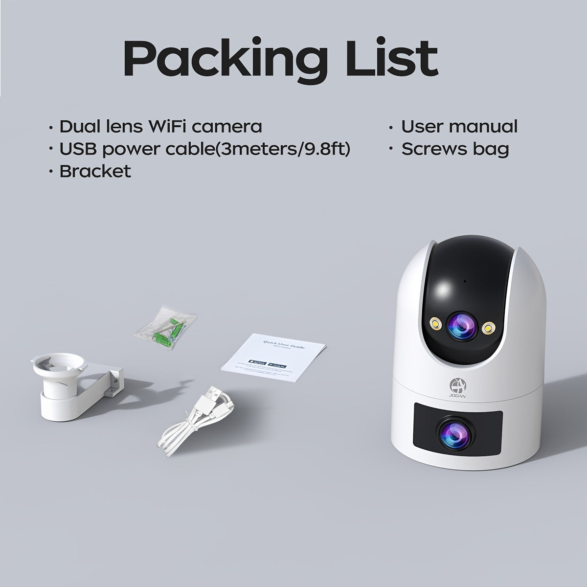 Dual Lens PTZ IP Camera 1296P HD WiFi Auto Tracking Safety Monitoring