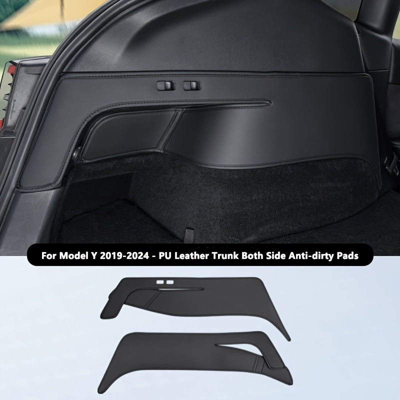 Protectores laterales del maletero trasero para Tesla Model Y, protectores de esquina de cuero sintético