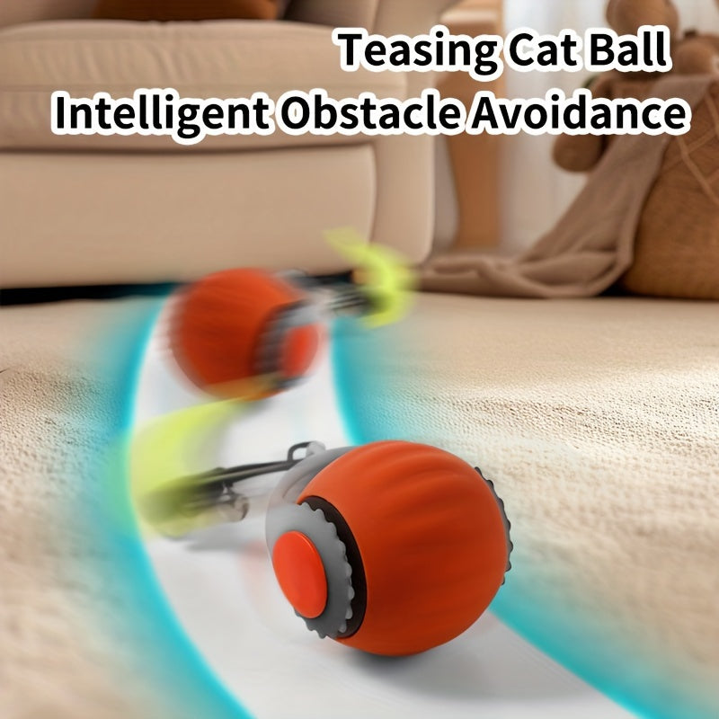 Cat Teaser Ball Toy Rechargeable Silicone Feather Cat Toy for Small Cats and Kittens