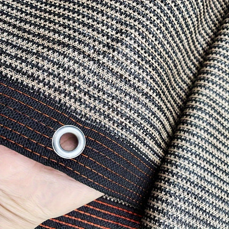 Kuchaytirilgan grometlar bilan quyoshdan himoya qiluvchi mato, bog'lar, issiqxonalar va teraslar uchun ideal. 90% qahva jigarrang yuqori zichlikdagi PE suv o'tkazmaydigan to'rdan tayyorlangan.