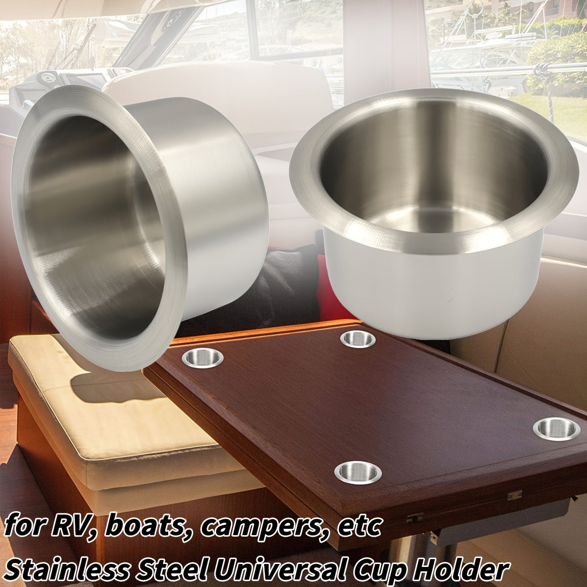 Stainless Steel Cup Holder Drop-In Mount for RV Boat Camper 1 Pack