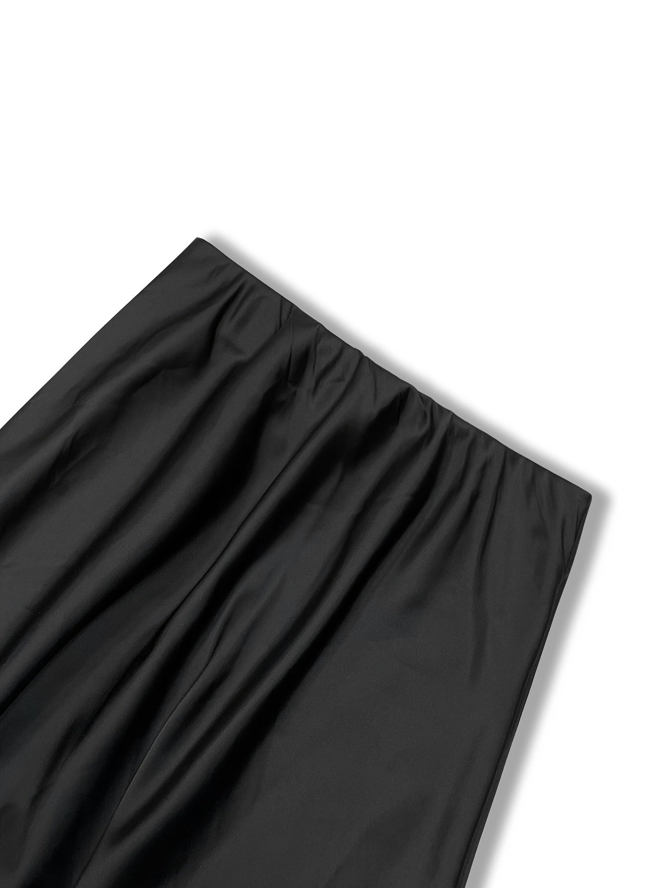 Women's High-Waisted Burgundy Satin Maxi Skirt Spring Summer Fall Elegant Machine Washable