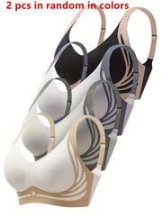 Women Seamless Triangle Underwear Set Contrast Color 2 Pack