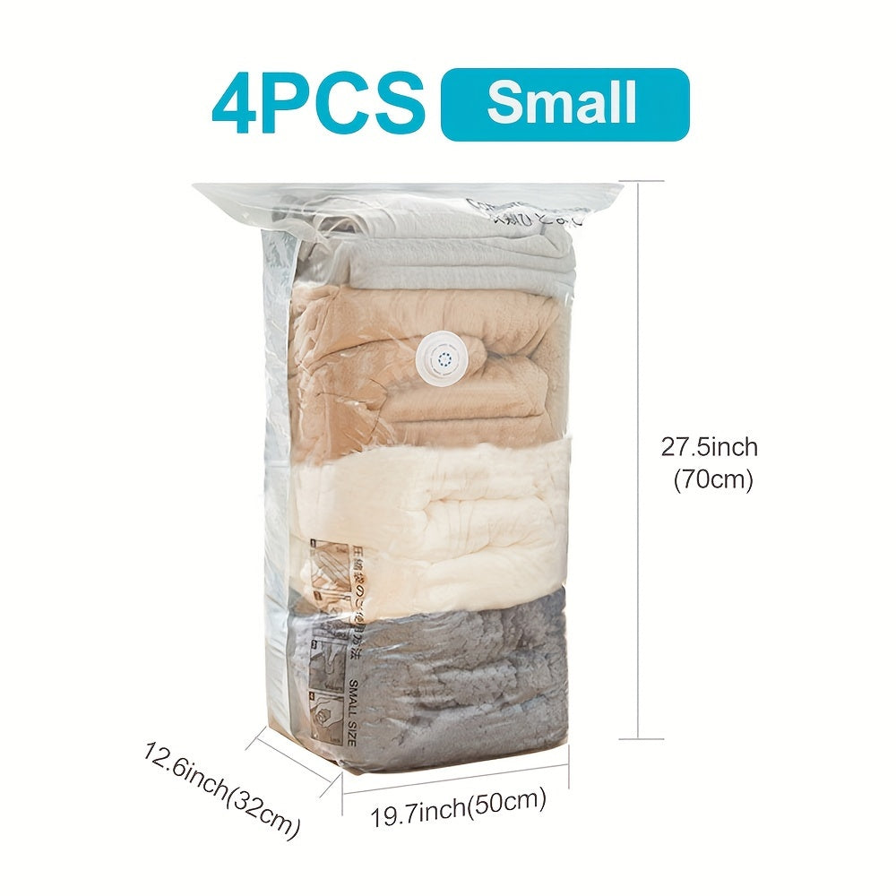 Set of 4 Reusable Vacuum Storage Bags for Clothes and Bedding Space Saving Organizer