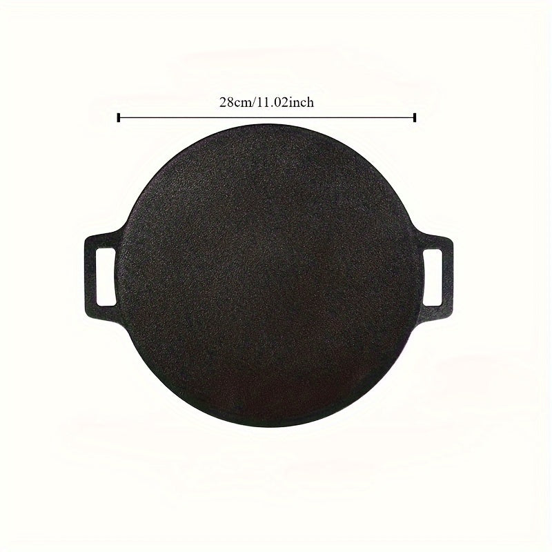 Cast Iron BBQ Grill Pan Non-Stick Korean Barbecue Plate with Handles