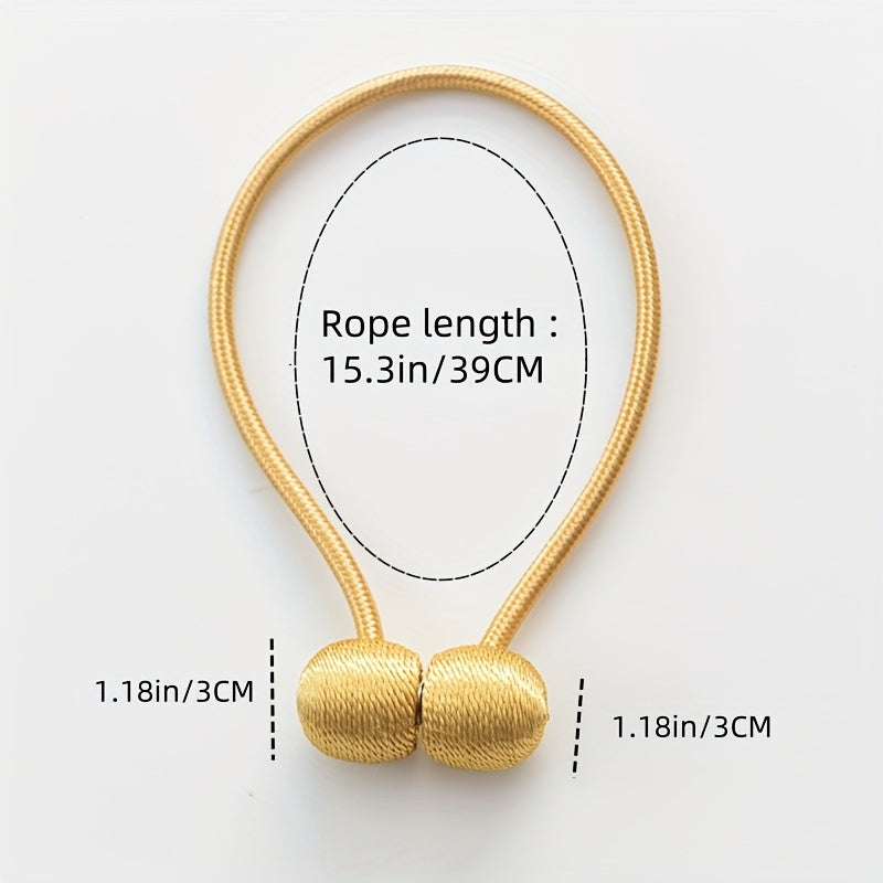 Two Pieces Contemporary Magnetic Curtain Tiebacks Polyester Rope Window Drapery Holdbacks