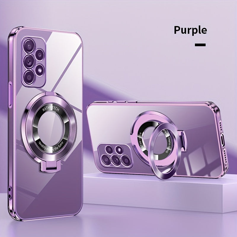 Electroplated Galaxy Phone Case with CD Holder Fall Protection Camera Guard for Samsung Galaxy Series