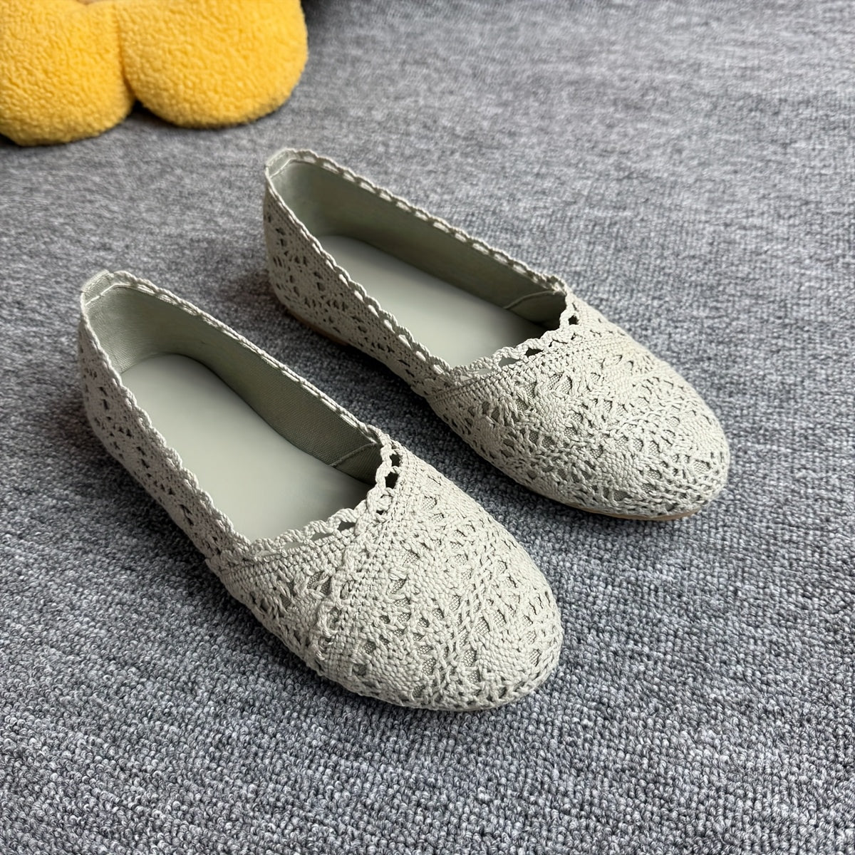 Women Slip-On Mary Jane Flats with Lace Detailing Breathable Fabric Easy Wear