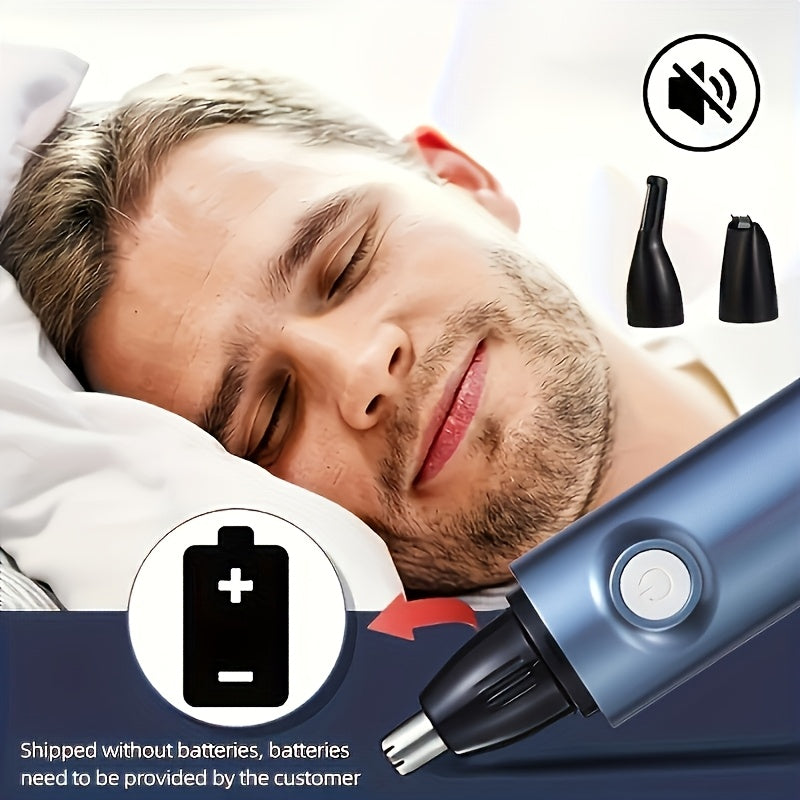 3-в-1 Электрический триммер для носа, ушей и волос с гребнем для бровей, перезаряжаемый через USB, мужской, синий, черный