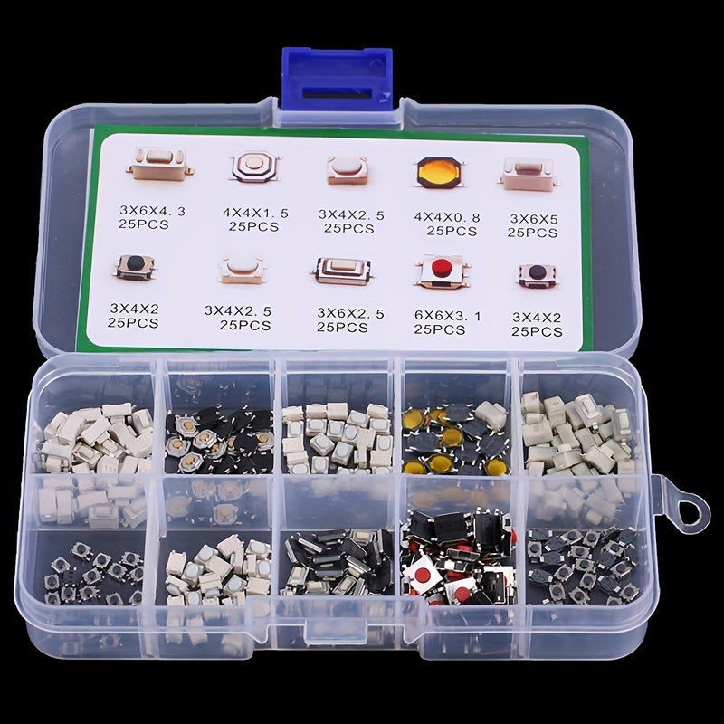 250 штук тактильных кнопочных переключателей для электроники и бытовых приборов