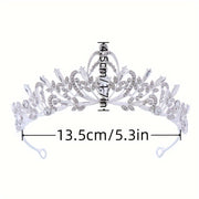 Elegant Wedding Jewelry Set with Crown Necklace and Earrings Green Rhinestones Bridal Accessories for Women