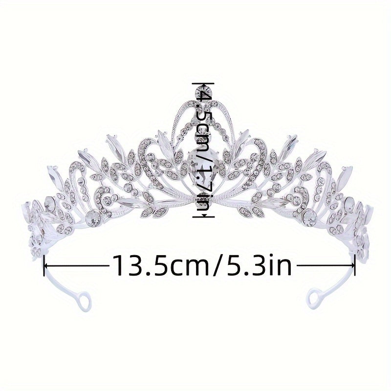 Elegant Wedding Jewelry Set with Crown Necklace and Earrings Green Rhinestones Bridal Accessories for Women