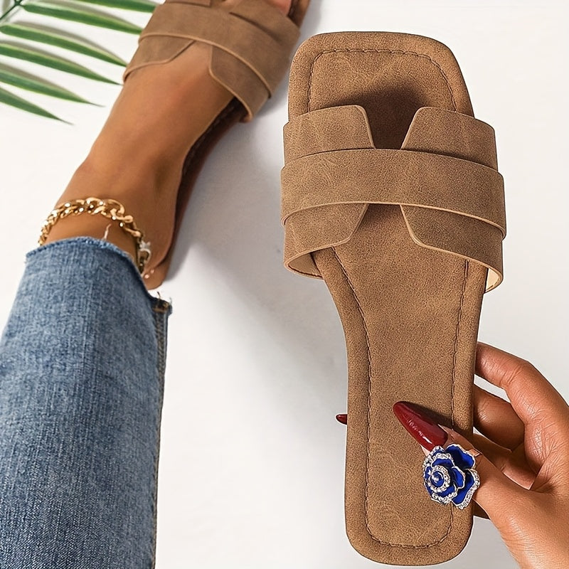 Women's Flat Slip-On Sandals Casual Indoor Outdoor Comfortable